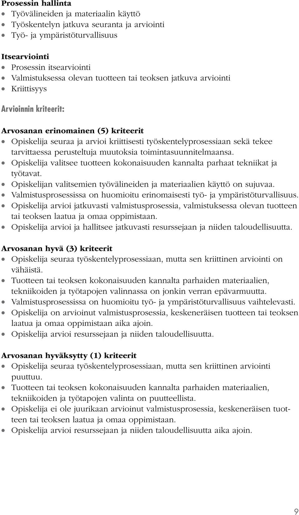 perusteltuja muutoksia toimintasuunnitelmaansa. Opiskelija valitsee tuotteen kokonaisuuden kannalta parhaat tekniikat ja työtavat.