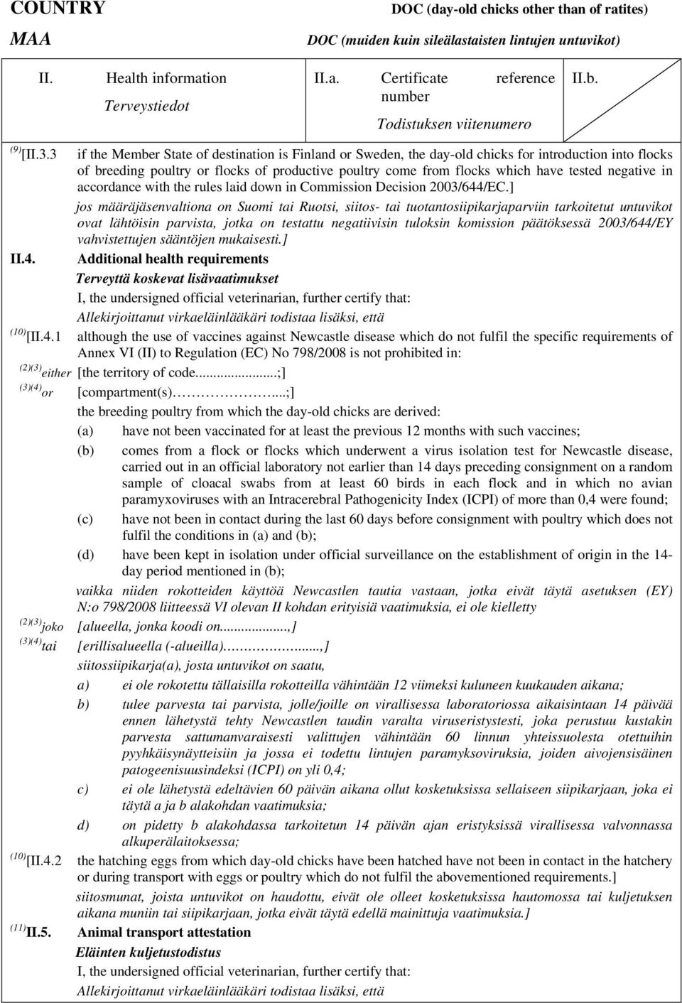 negative in accordance with the rules laid down in Commission Decision 2003/644/EC.