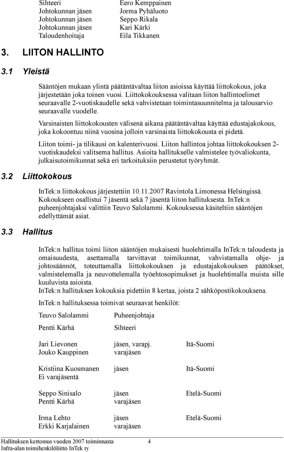 Liittokokouksessa valitaan liiton hallintoelimet seuraavalle 2-vuotiskaudelle sekä vahvistetaan toimintasuunnitelma ja talousarvio seuraavalle vuodelle.