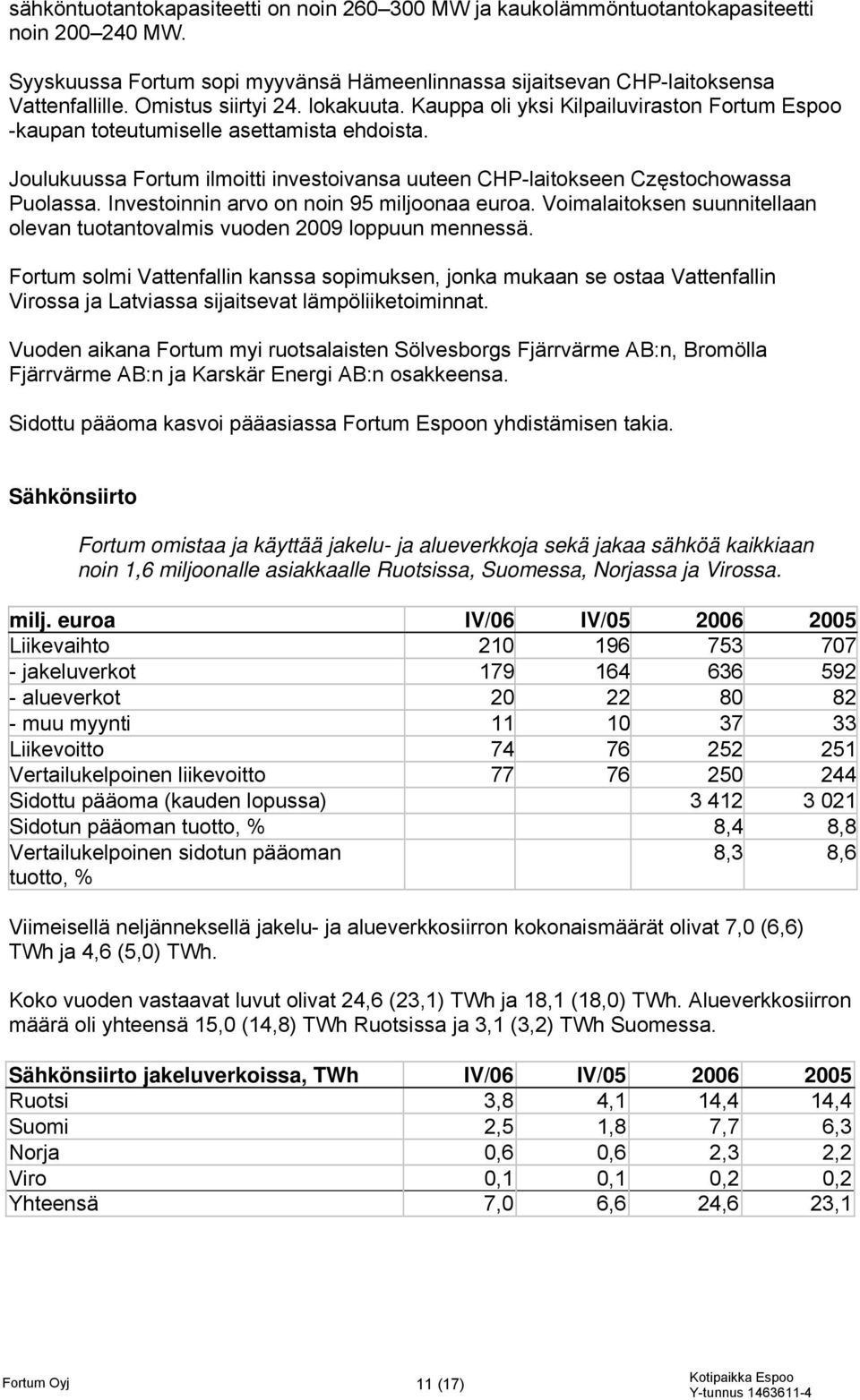 Joulukuussa Fortum ilmoitti investoivansa uuteen CHP-laitokseen Częstochowassa Puolassa. Investoinnin arvo on noin 95 miljoonaa euroa.