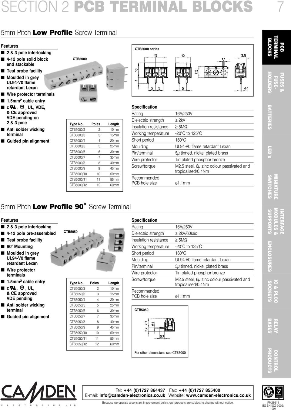 Poles Length CTB5000/2 2 10mm CTB5000/3 3 15mm CTB5000/4 4 20mm CTB5000/5 5 25mm CTB5000/6 6 30mm CTB5000/7 7 35mm CTB5000/8 8 40mm CTB5000/9 9 45mm CTB5000/10 10 50mm CTB5000/11 11 55mm CTB5000/12