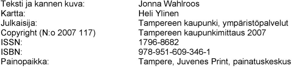 (N:o 2007 117) Tampereen kaupunkimittaus 2007 ISSN: 1796 8682
