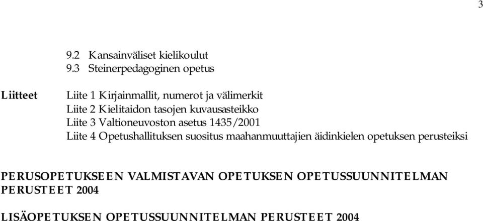 tasojen kuvausasteikko Liite 3 Valtioneuvoston asetus 1435/2001 Liite 4 Opetushallituksen suositus