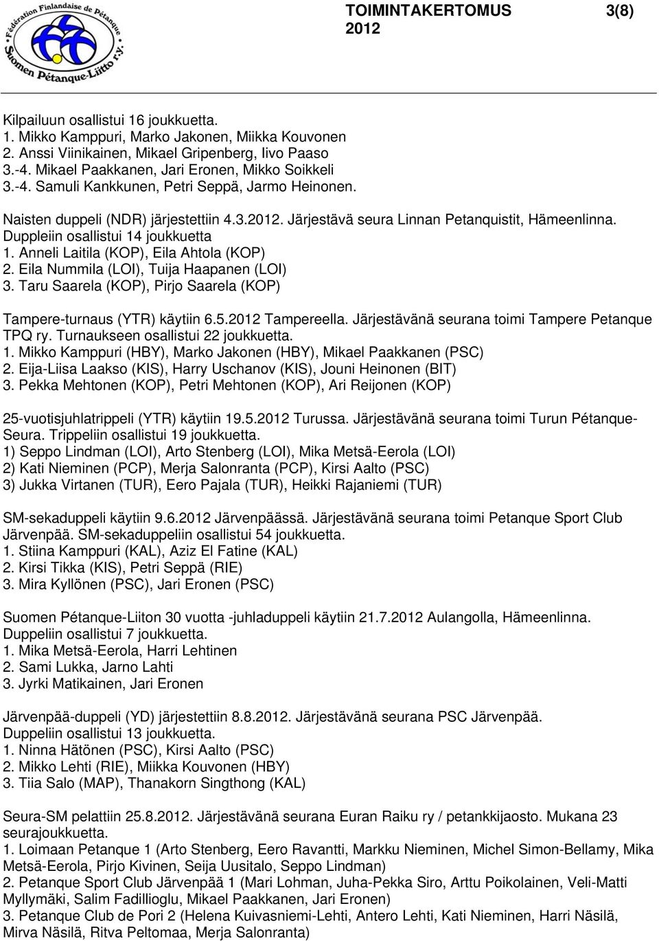 Duppleiin osallistui 14 joukkuetta 1. Anneli Laitila (KOP), Eila Ahtola (KOP) 2. Eila Nummila (LOI), Tuija Haapanen (LOI) 3. Taru Saarela (KOP), Pirjo Saarela (KOP) Tampere-turnaus (YTR) käytiin 6.5.