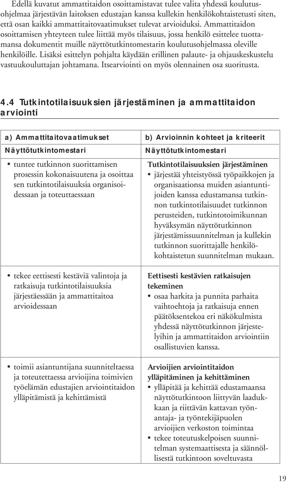 Ammattitaidon osoittamisen yhteyteen tulee liittää myös tilaisuus, jossa henkilö esittelee tuottamansa dokumentit muille näyttötutkintomestarin koulutusohjelmassa oleville henkilöille.