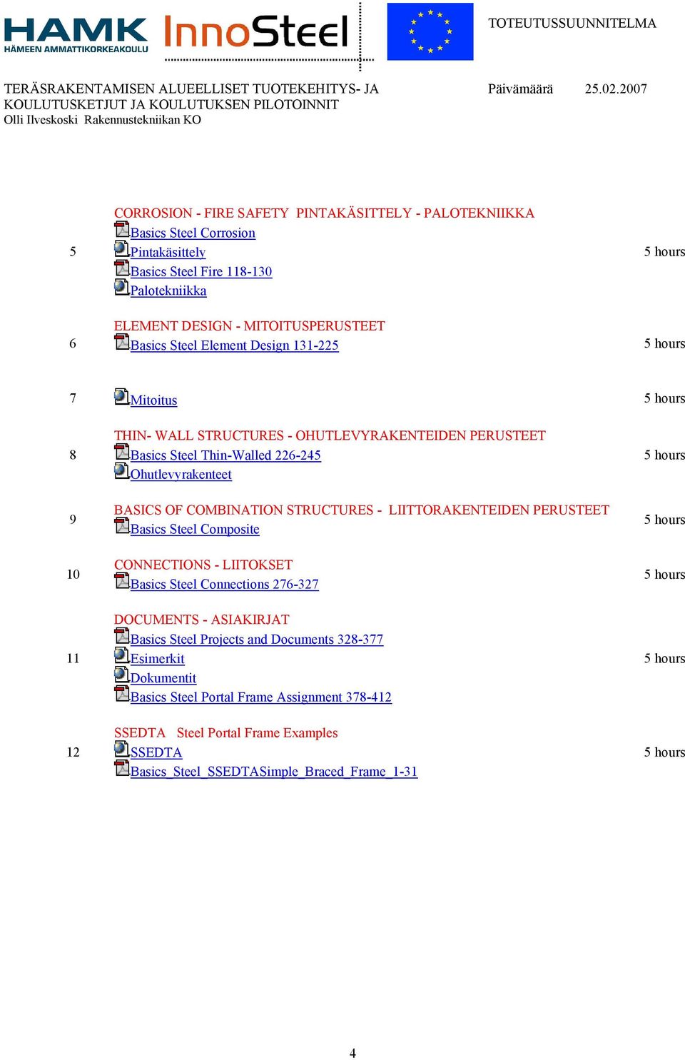 COMBINATION STRUCTURES - LIITTORAKENTEIDEN PERUSTEET Basics Steel Composite CONNECTIONS - LIITOKSET Basics Steel Connections 276-327 DOCUMENTS - ASIAKIRJAT Basics Steel