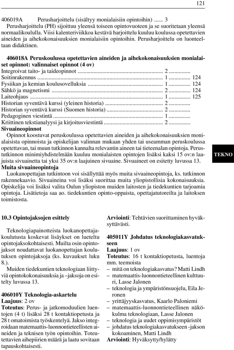 406018A Peruskoulussa opetettavien aineiden ja aihekokonaisuuksien monialaiset opinnot: valinnaiset opinnot (4 ov) Integroivat taito- ja taideopinnot... 2... Soitinrakennus... 1.