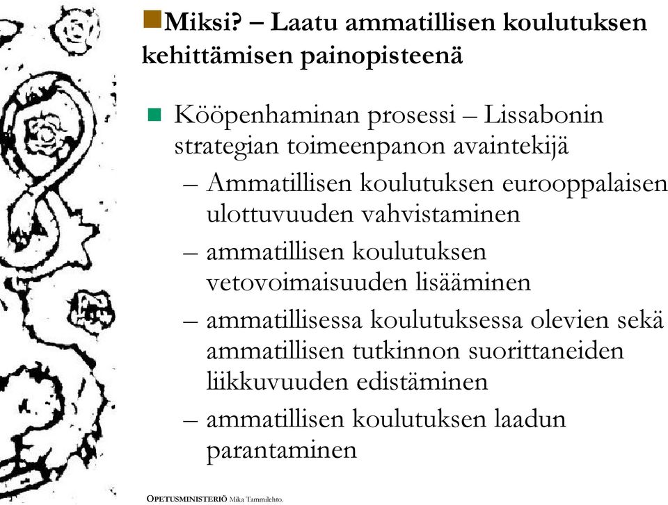 strategian toimeenpanon avaintekijä Ammatillisen koulutuksen eurooppalaisen ulottuvuuden