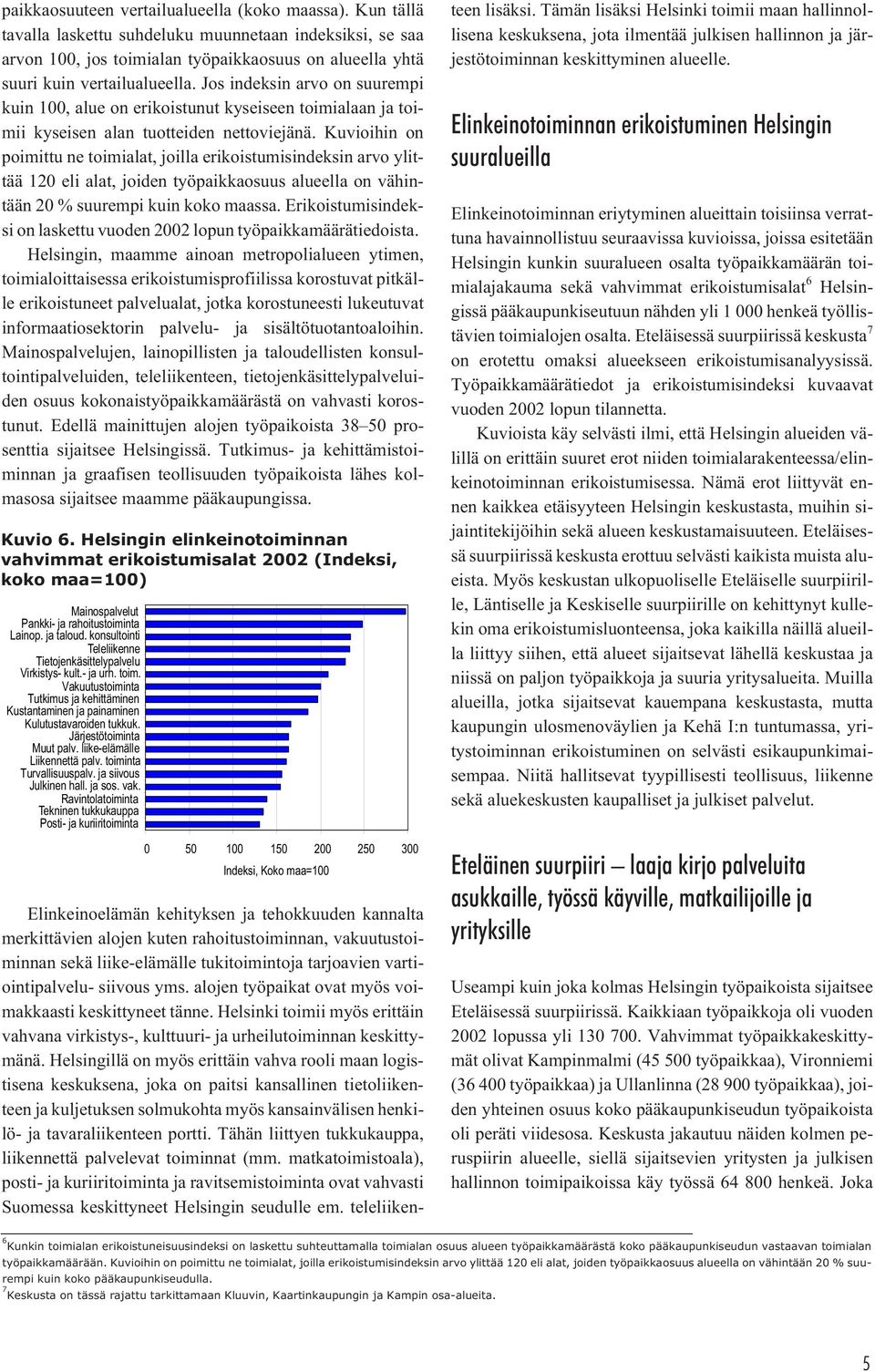 Kuvioihin on poimittu ne toimialat, joilla erikoistumisindeksin arvo ylittää 120 eli alat, joiden työpaikkaosuus alueella on vähintään 20 % suurempi kuin koko maassa.