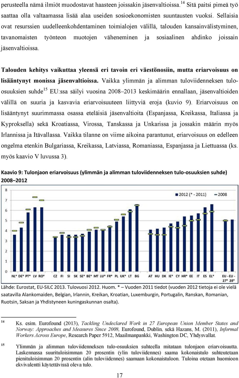 Talouden kehitys vaikuttaa yleensä eri tavoin eri väestönosiin, mutta eriarvoisuus on lisääntynyt monissa jäsenvaltioissa.