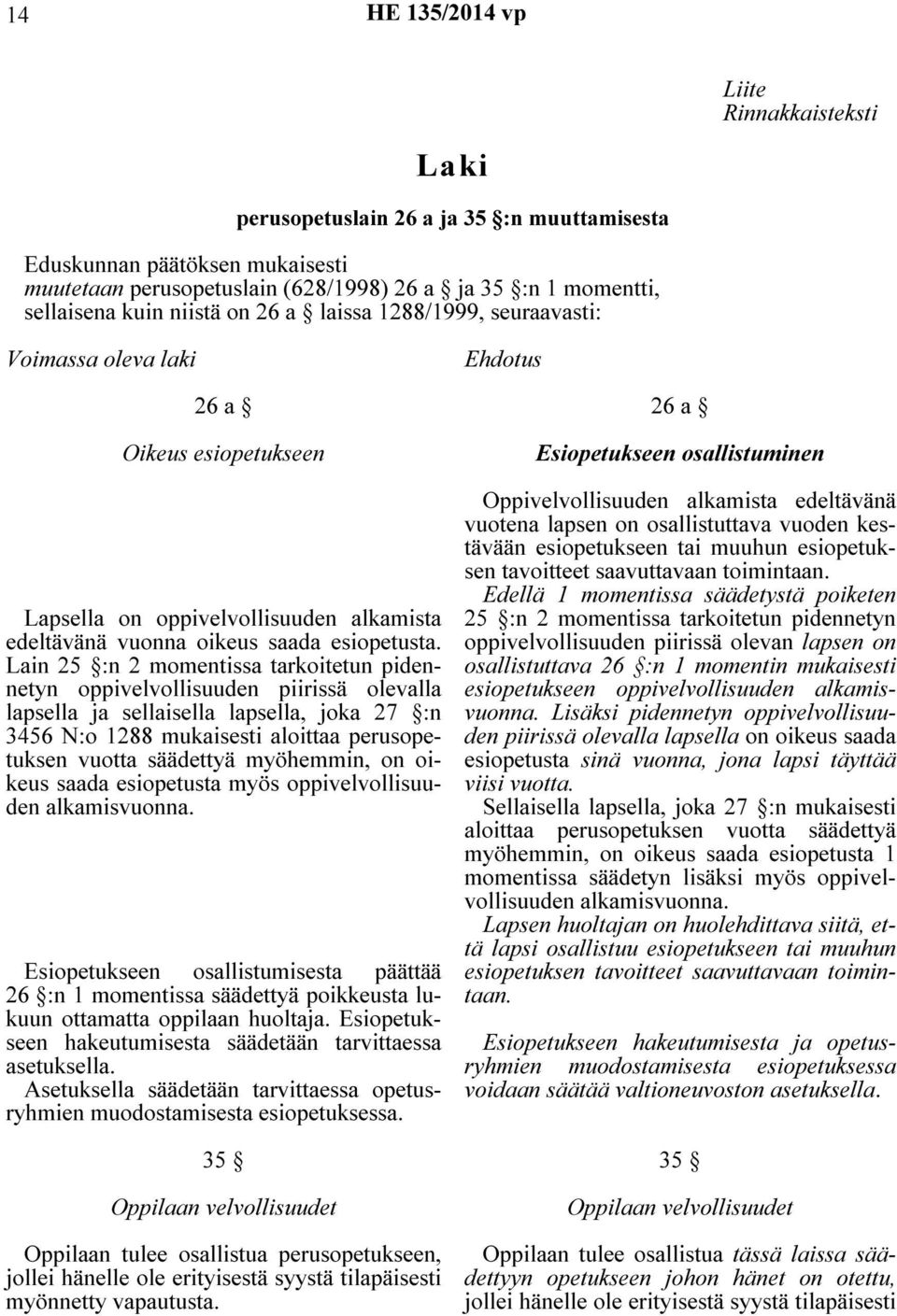 Lain 25 :n 2 momentissa tarkoitetun pidennetyn oppivelvollisuuden piirissä olevalla lapsella ja sellaisella lapsella, joka 27 :n 3456 N:o 1288 mukaisesti aloittaa perusopetuksen vuotta säädettyä