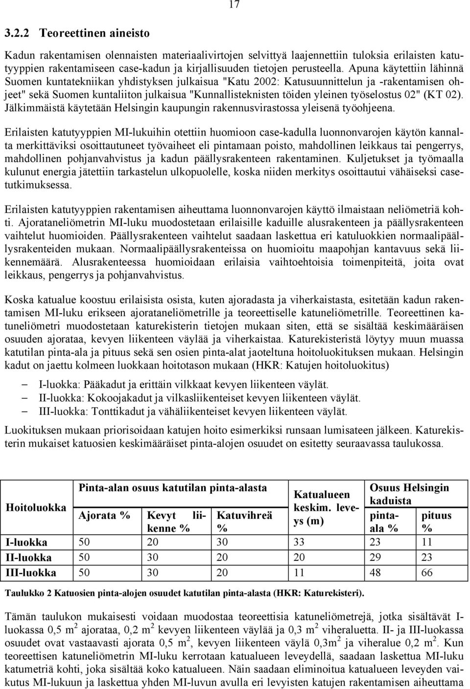 Apuna käytettiin lähinnä Suomen kuntatekniikan yhdistyksen julkaisua "Katu 2002: Katusuunnittelun ja -rakentamisen ohjeet" sekä Suomen kuntaliiton julkaisua "Kunnallisteknisten töiden yleinen