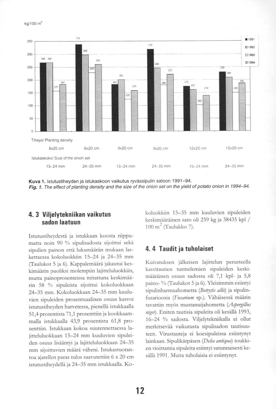 3 Villjelytehniikan vaikutus sadon laatuun 111stutustibedestä.