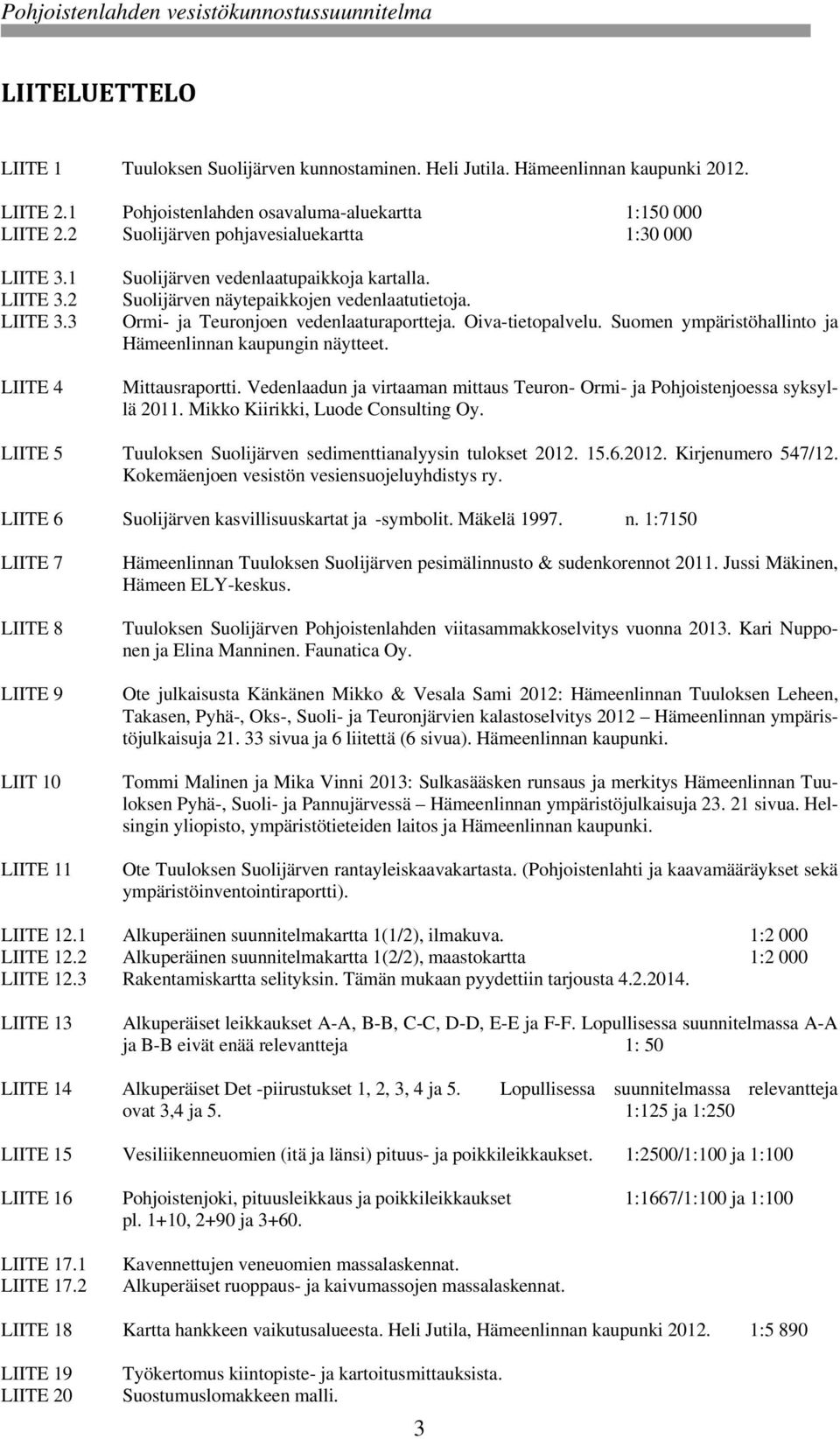 Ormi- ja Teuronjoen vedenlaaturaportteja. Oiva-tietopalvelu. Suomen ympäristöhallinto ja Hämeenlinnan kaupungin näytteet. Mittausraportti.