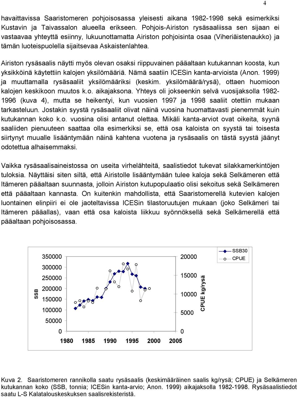 Airiston rysäsaalis näytti myös olevan osaksi riippuvainen pääaltaan kutukannan koosta, kun yksikköinä käytettiin kalojen yksilömääriä. Nämä saatiin ICESin kanta-arvioista (Anon.