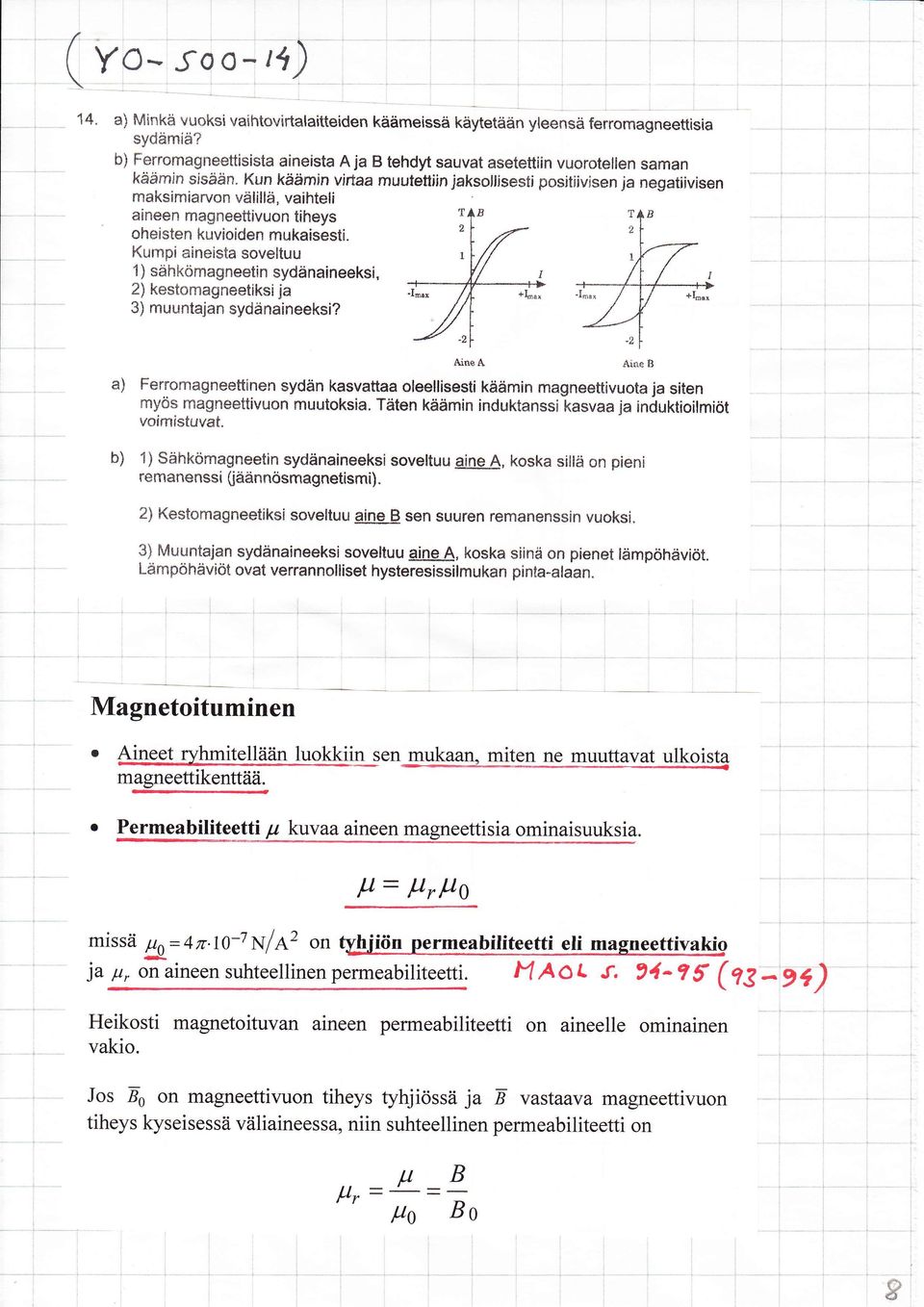 Kun käämin virtaa muutettiin jaksollisesti positiivisen ja negatiivisen maksimiarvon välillä, vaihteli aineen magneettivr.lon tiheys oh*isten kuvioiden mukaisesti.