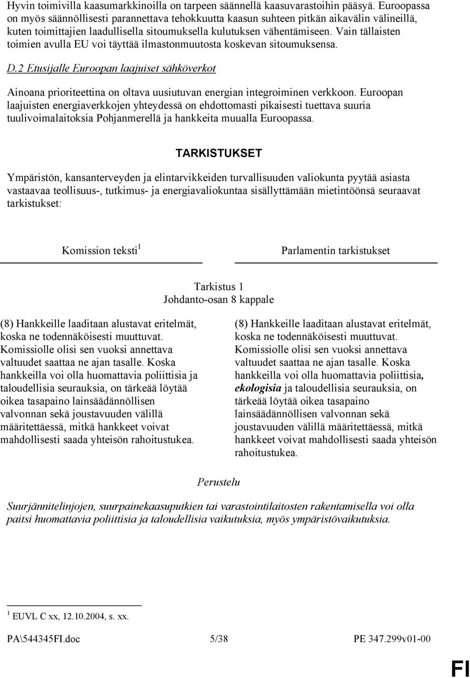 Vain tällaisten toimien avulla EU voi täyttää ilmastonmuutosta koskevan sitoumuksensa. D.