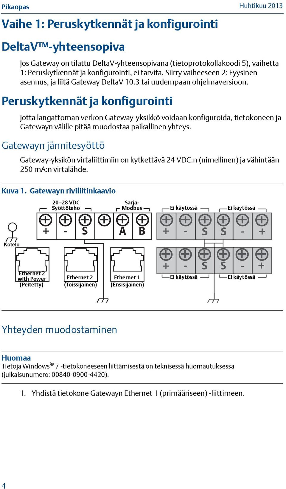 Peruskytkennät ja konfigurointi Jotta langattoman verkon Gateway-yksikkö voidaan konfiguroida, tietokoneen ja Gatewayn välille pitää muodostaa paikallinen yhteys.