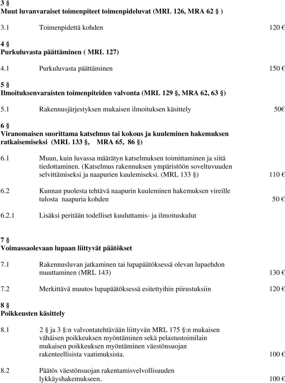 1 Rakennusjärjestyksen mukaisen ilmoituksen käsittely 50 6 Viranomaisen suorittama katselmus tai kokous ja kuuleminen hakemuksen ratkaisemiseksi (MRL 133, MRA 65, 86 ) 6.