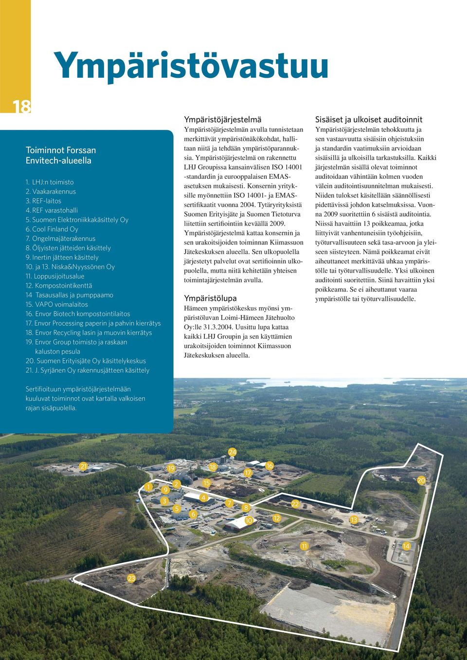 VAPO voimalaitos 16. Envor Biotech kompostointilaitos 17. Envor Processing paperin ja pahvin kierrätys 18. Envor Recycling lasin ja muovin kierrätys 19.