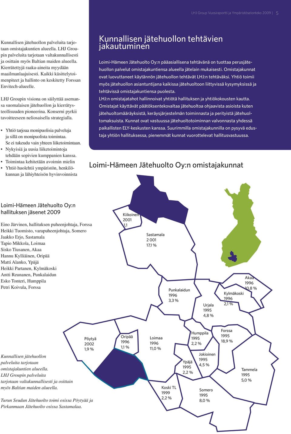 Kaikki käsittelytoimenpiteet ja hallinto on keskitetty Forssan Envitech-alueelle. LHJ Groupin visiona on säilyttää asemansa suomalaisen jätehuollon ja kierrätysteollisuuden pioneerina.