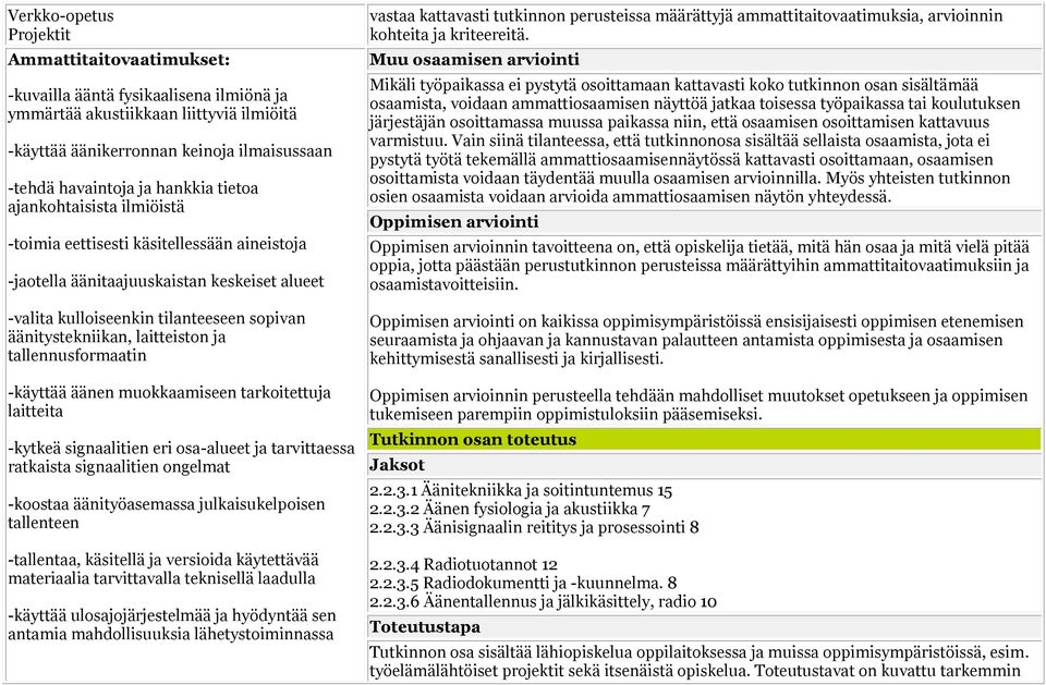 laitteiston ja tallennusformaatin -käyttää äänen muokkaamiseen tarkoitettuja laitteita -kytkeä signaalitien eri osa-alueet ja tarvittaessa ratkaista signaalitien ongelmat -koostaa äänityöasemassa