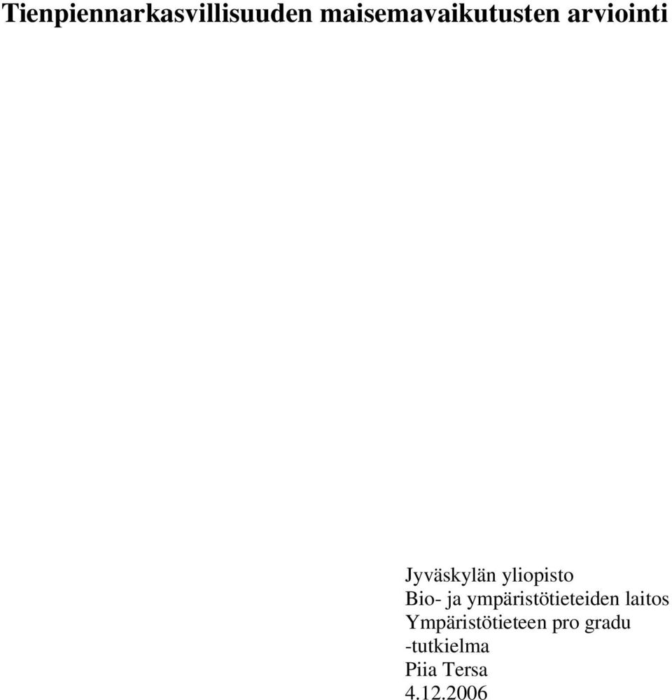 yliopisto Bio- ja ympäristötieteiden