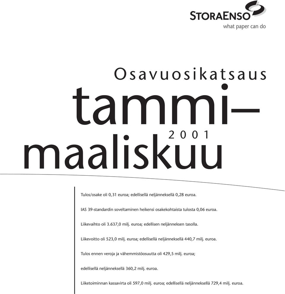 euroa; edellisen neljänneksen tasolla. Liikevoitto oli 523,0 milj. euroa; edellisellä neljänneksellä 440,7 milj. euroa. Tulos ennen veroja ja vähemmistöosuutta oli 429,5 milj.