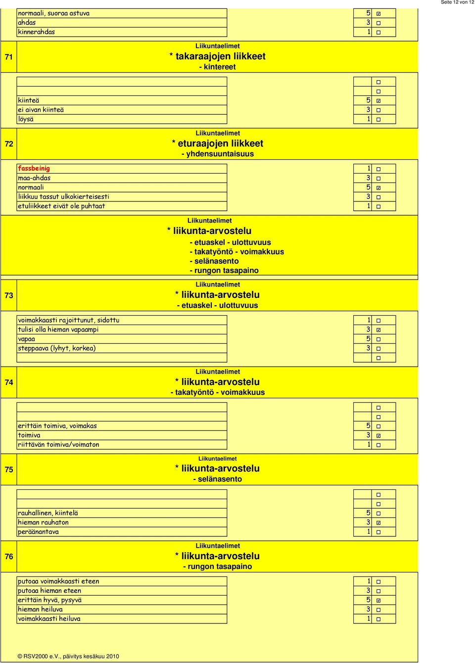 rungon tasapaino Liikuntaelimet * liikunta-arvostelu - etuaskel - ulottuvuus voimakkaasti rajoittunut, sidottu tulisi olla hieman vapaampi vapaa steppaava (lyhyt, korkea) 74 Liikuntaelimet *