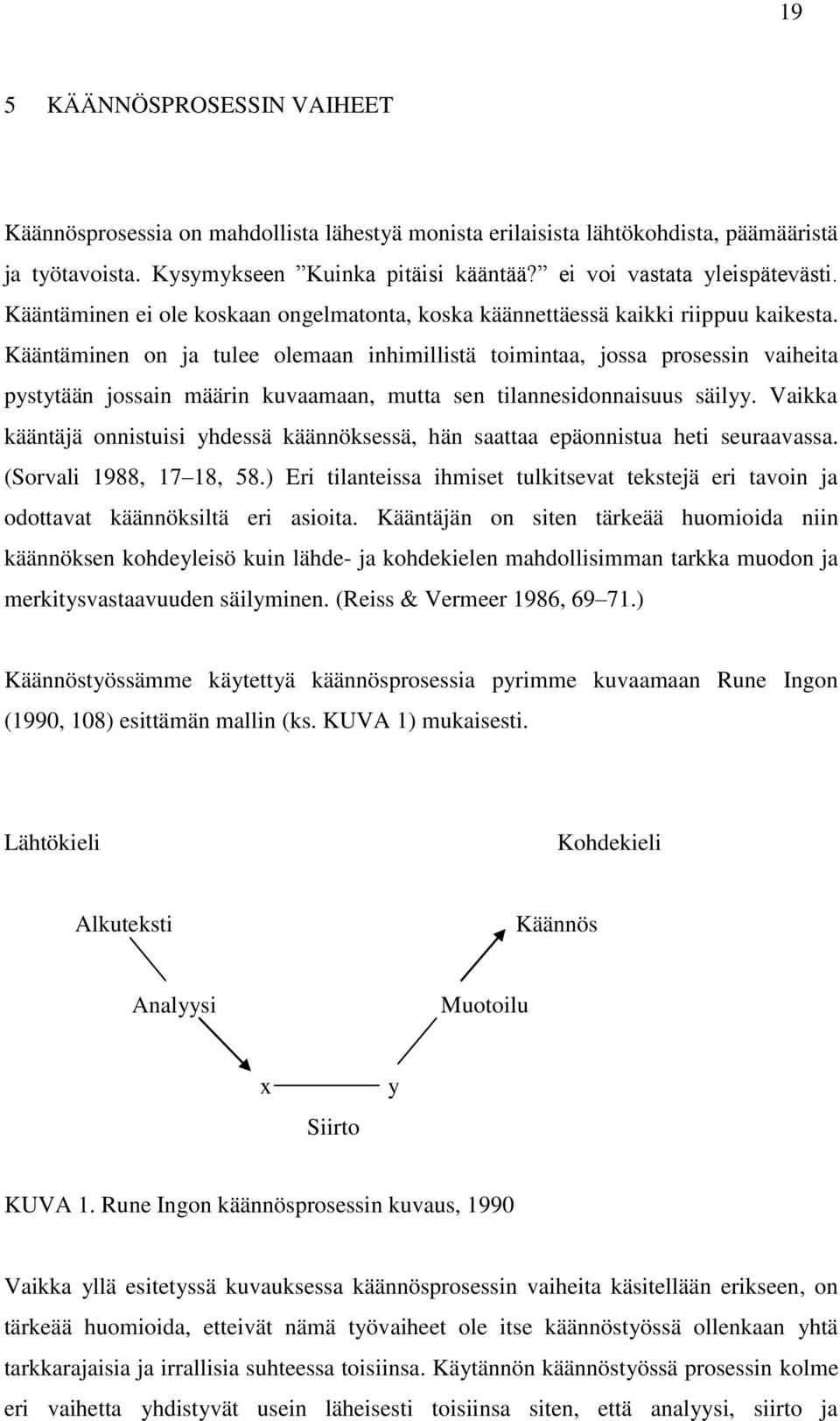 Kääntäminen on ja tulee olemaan inhimillistä toimintaa, jossa prosessin vaiheita pystytään jossain määrin kuvaamaan, mutta sen tilannesidonnaisuus säilyy.