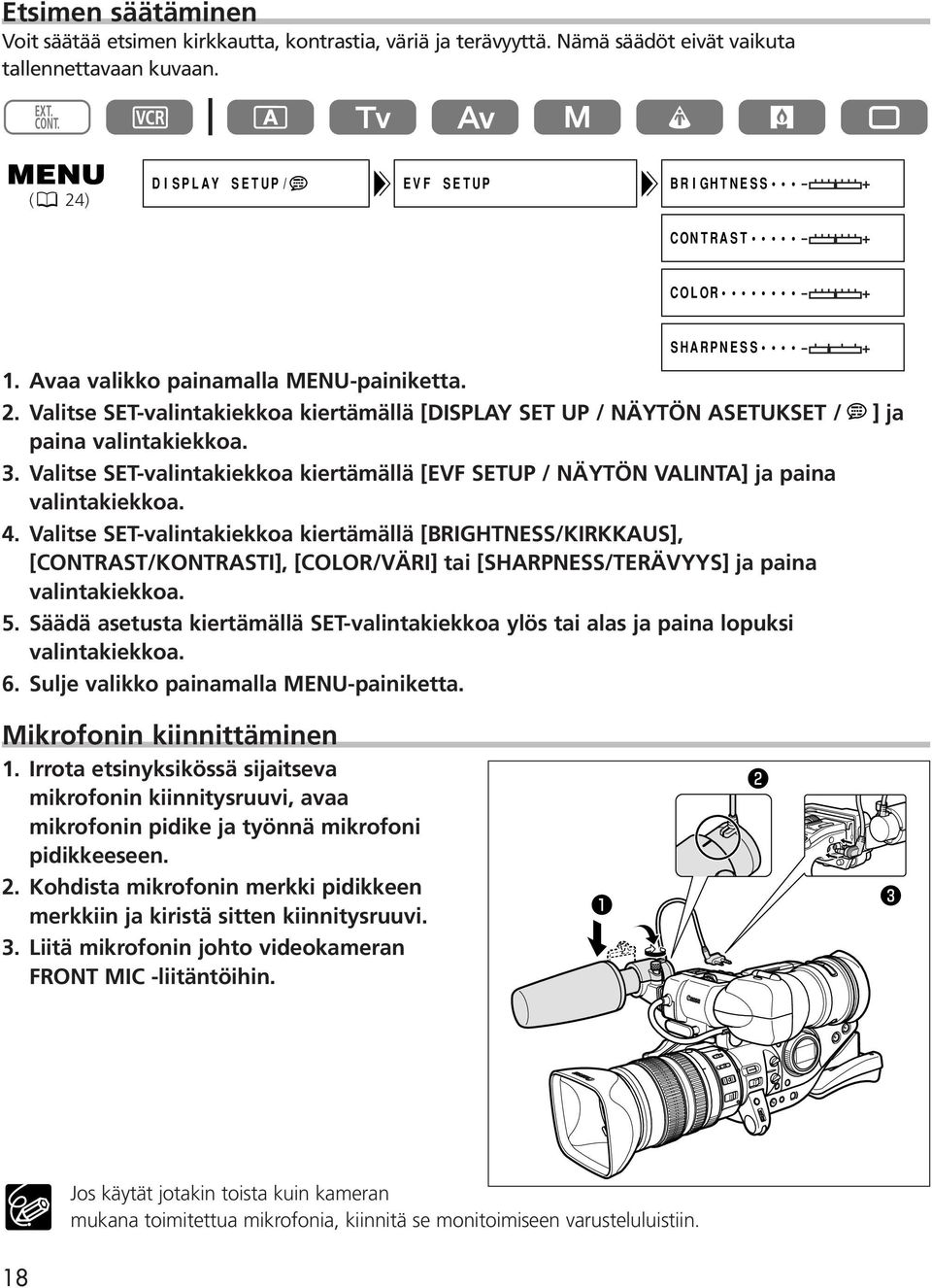 3. Valitse SET-valintakiekkoa kiertämällä [EVF SETUP / NÄYTÖN VALINTA] ja paina valintakiekkoa. 4.