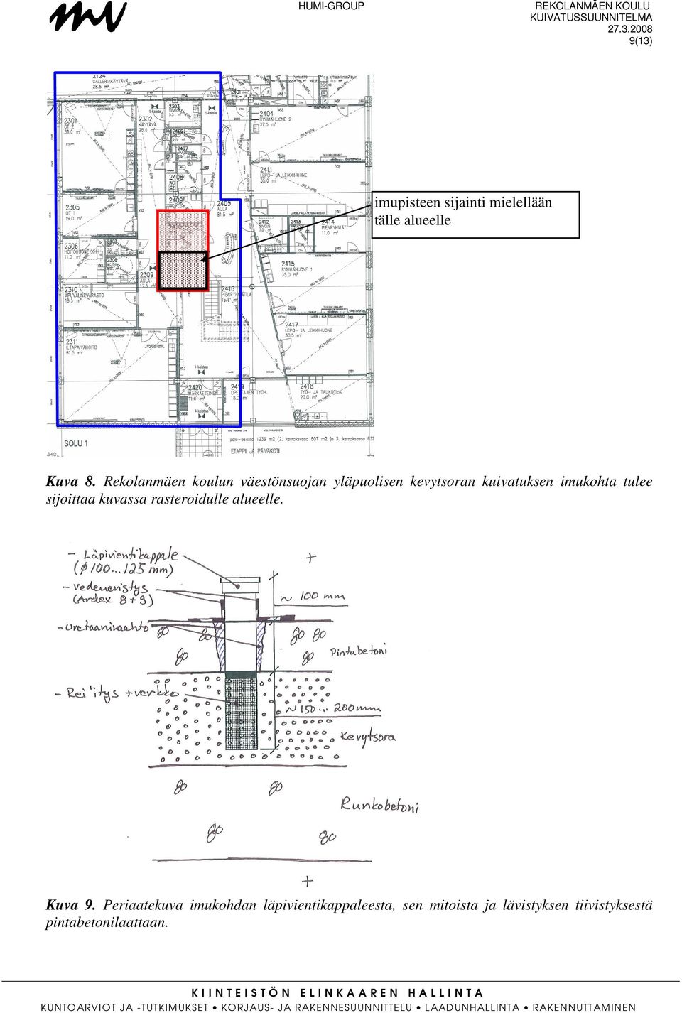 imukohta tulee sijoittaa kuvassa rasteroidulle alueelle. Kuva 9.