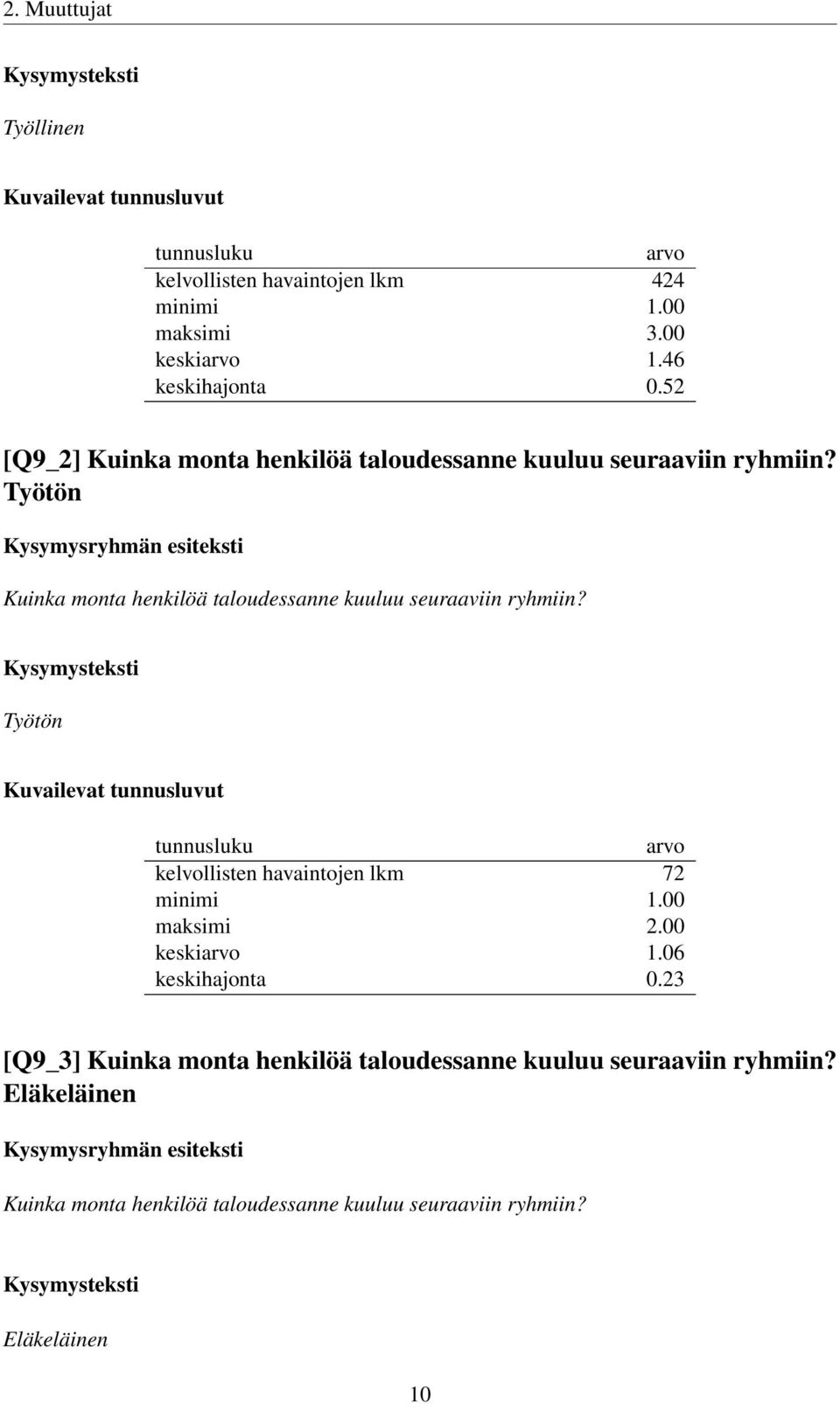 Työtön Kuinka monta henkilöä taloudessanne kuuluu seuraaviin ryhmiin?