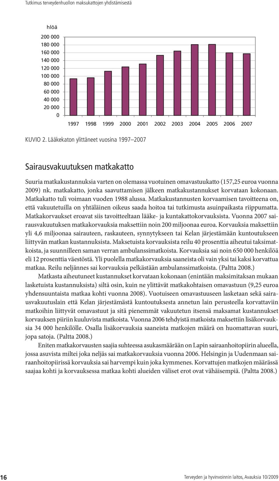 matkakatto, jonka saavuttamisen jälkeen matkakustannukset korvataan kokonaan. Matkakatto tuli voimaan vuoden 1988 alussa.