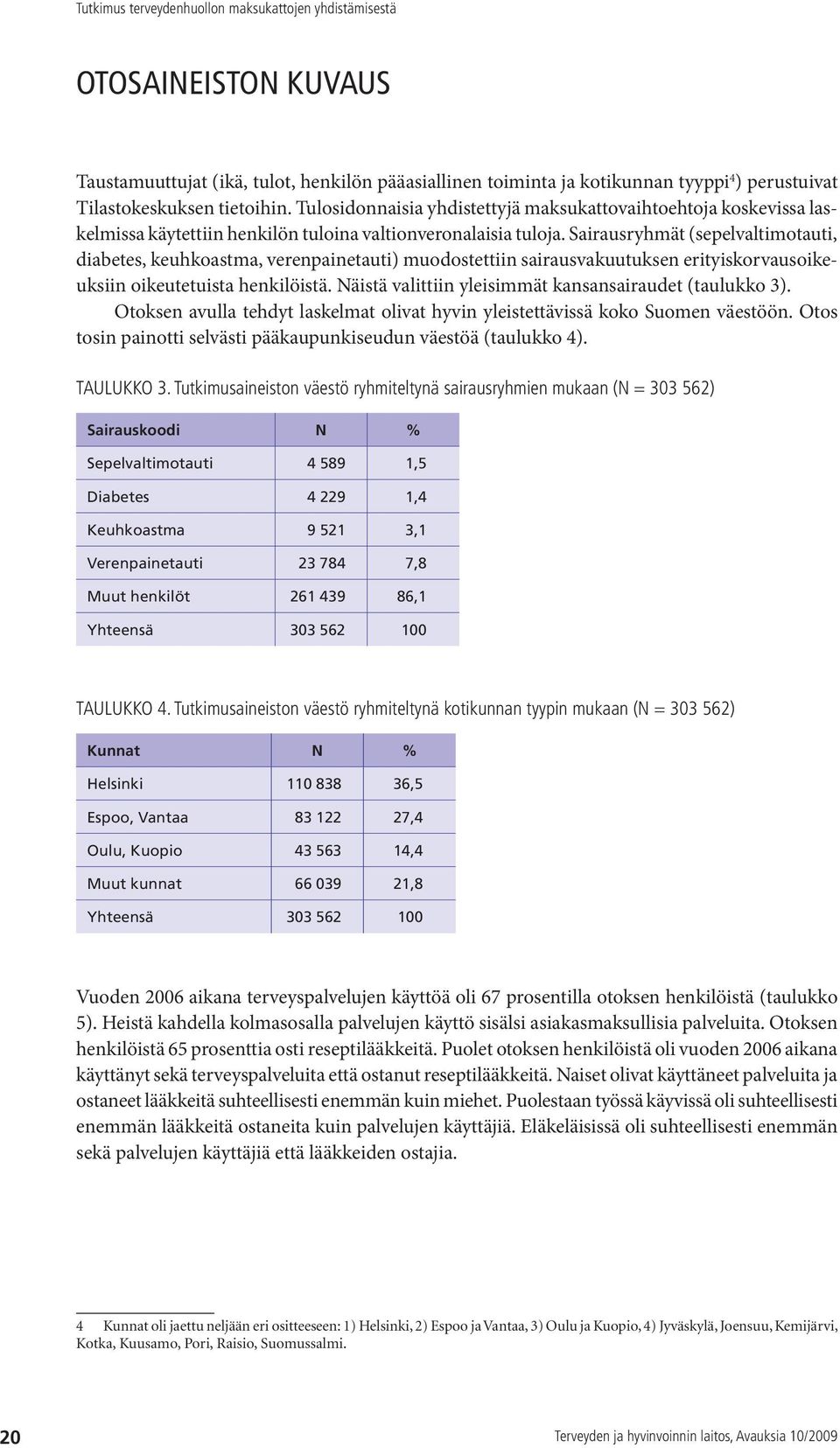 Sairausryhmät (sepelvaltimotauti, diabetes, keuhkoastma, verenpainetauti) muodostettiin sairausvakuutuksen erityiskorvausoikeuksiin oikeutetuista henkilöistä.