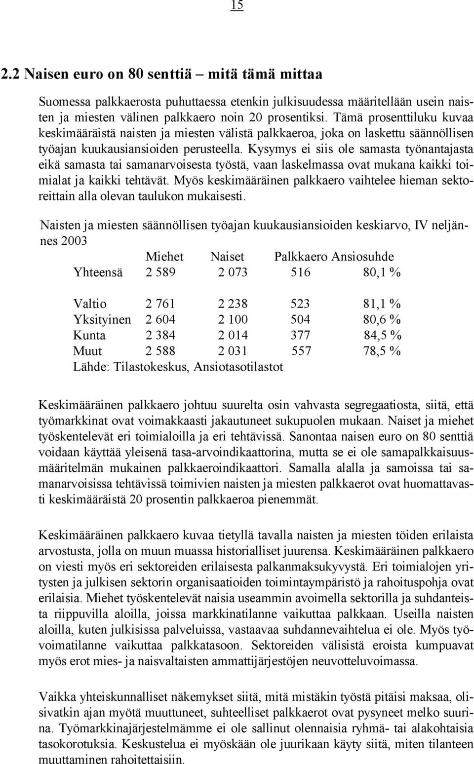 Kysymys ei siis ole samasta työnantajasta eikä samasta tai samanarvoisesta työstä, vaan laskelmassa ovat mukana kaikki toimialat ja kaikki tehtävät.