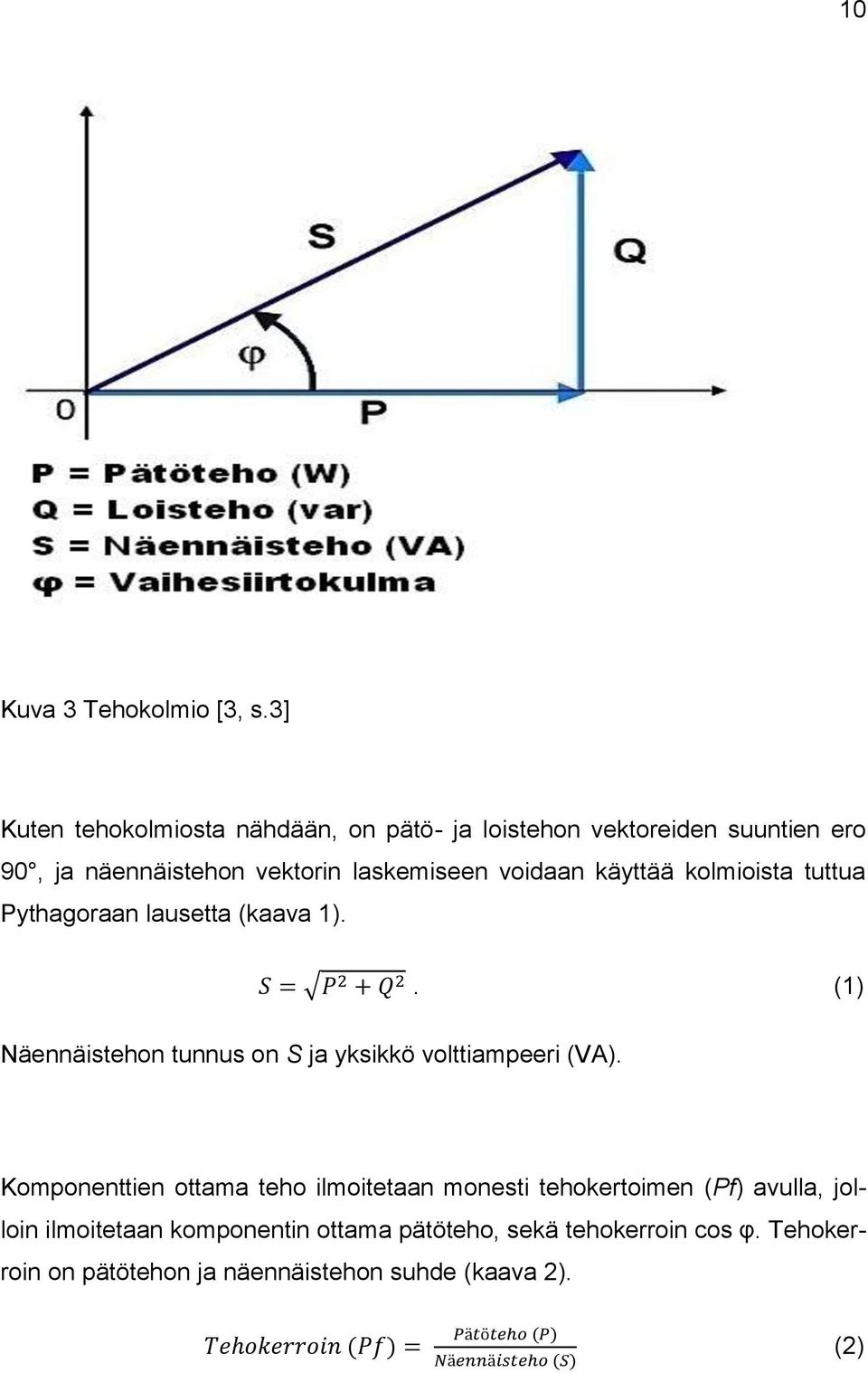 voidaan käyttää kolmioista tuttua Pythagoraan lausetta (kaava 1).