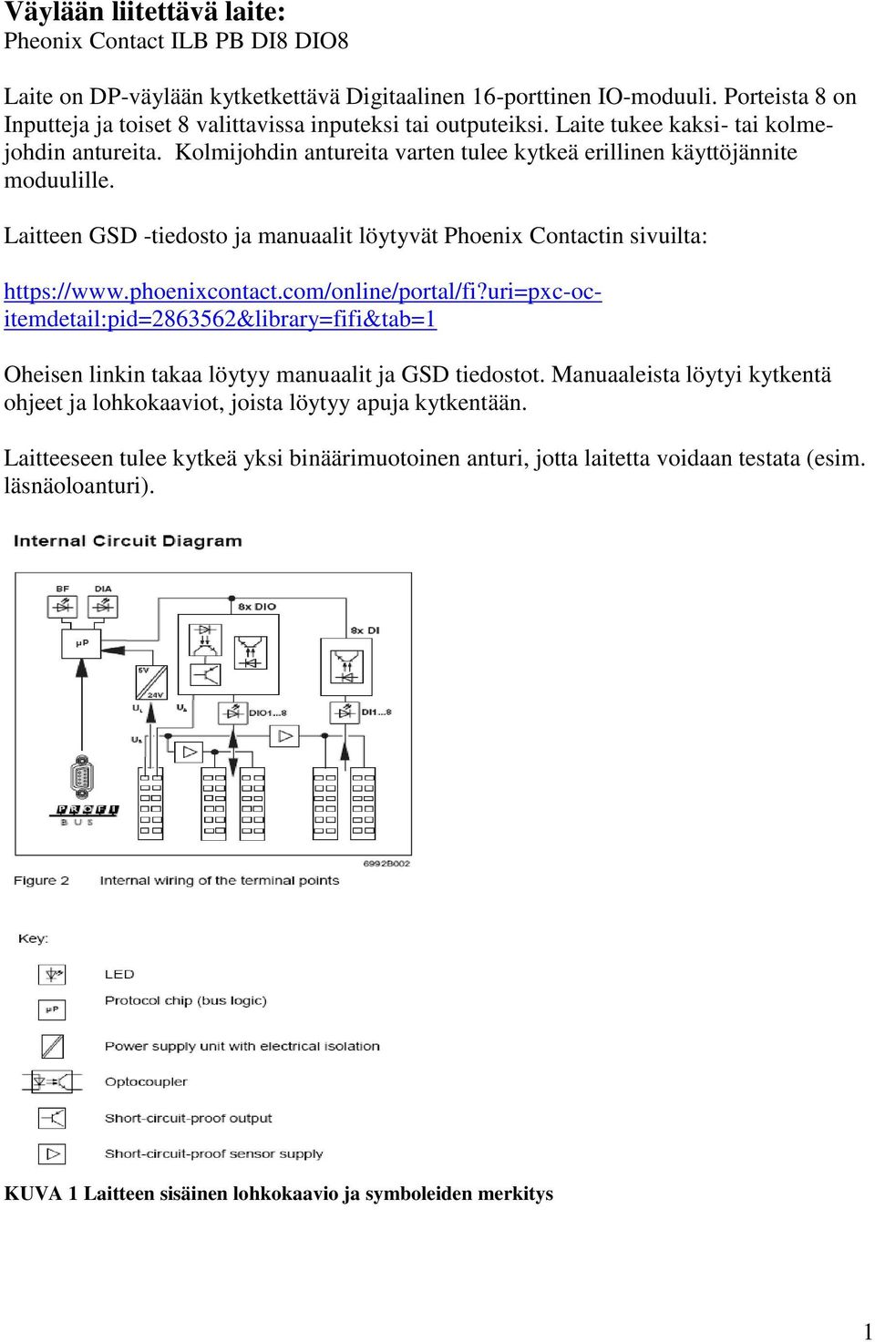 Laitteen GSD -tiedosto ja manuaalit löytyvät Phoenix Contactin sivuilta: https://www.phoenixcontact.com/online/portal/fi?