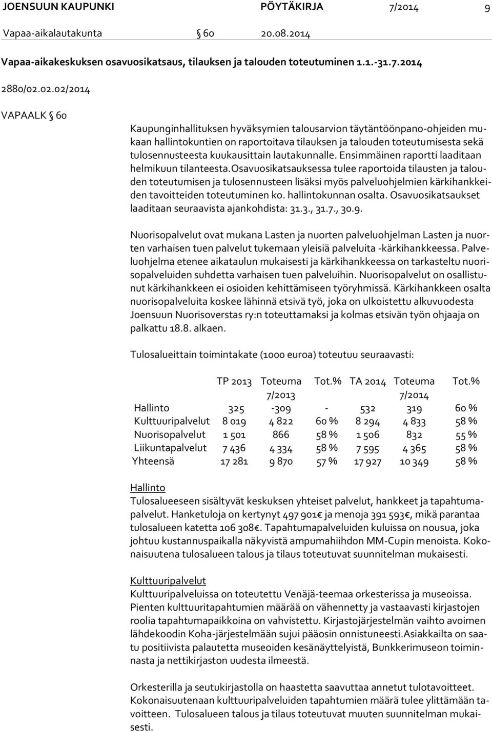 kuukausittain lautakunnalle. Ensimmäinen raportti laaditaan hel mi kuun tilanteesta.