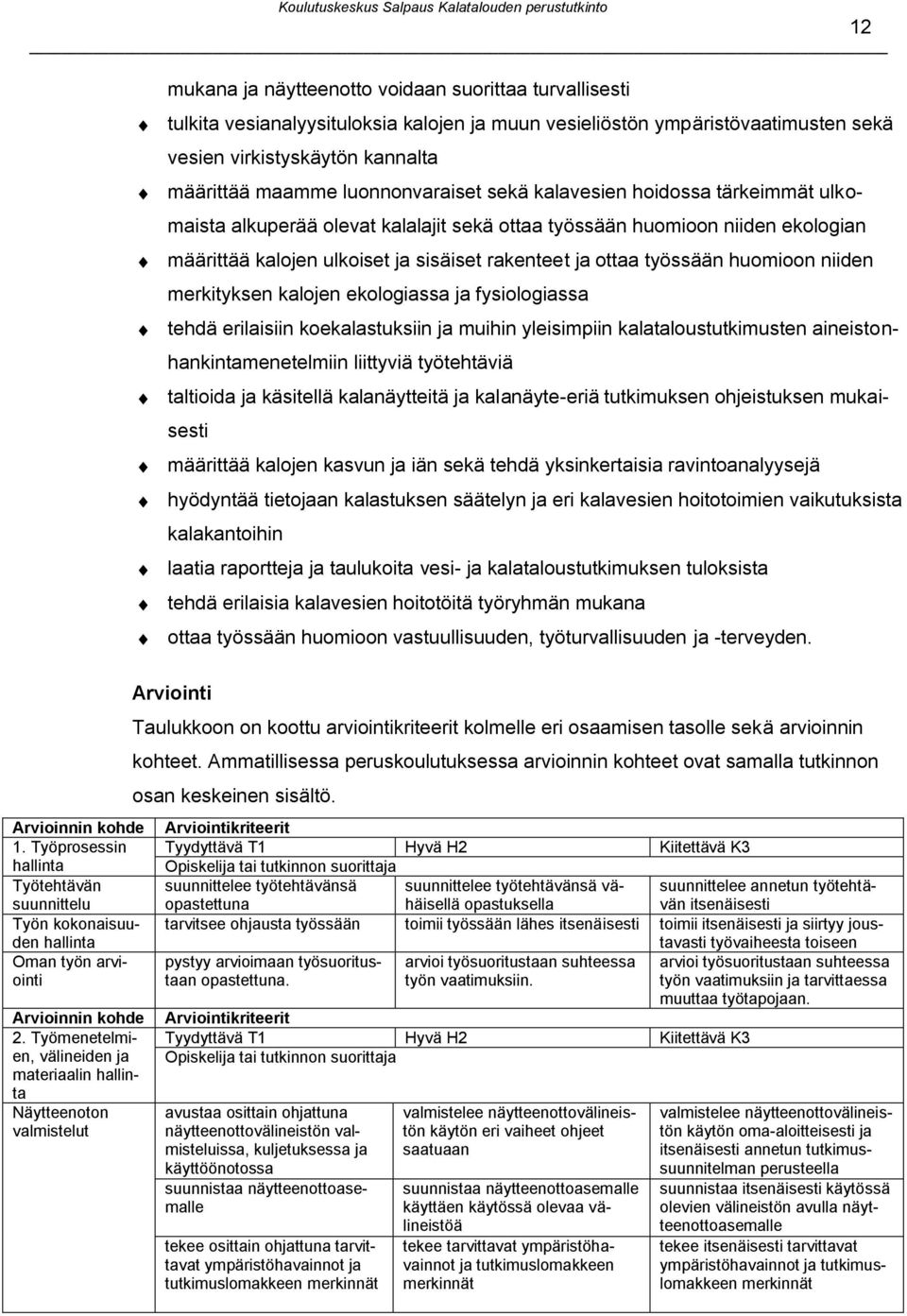 ympäristövaatimusten sekä vesien virkistyskäytön kannalta määrittää maamme luonnonvaraiset sekä kalavesien hoidossa tärkeimmät ulkomaista alkuperää olevat kalalajit sekä ottaa työssään huomioon