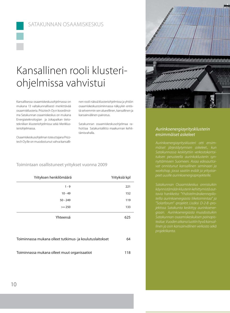 Toimintaan osallistuneet yritykset vuonna 2009 Yrityksen henkilömäärä Osaamiskeskusohjelman toteuttajana Prizztech Oy:lle on muodostunut vahva kansallinen rooli näissä klusteriohjelmissa ja yhtiön