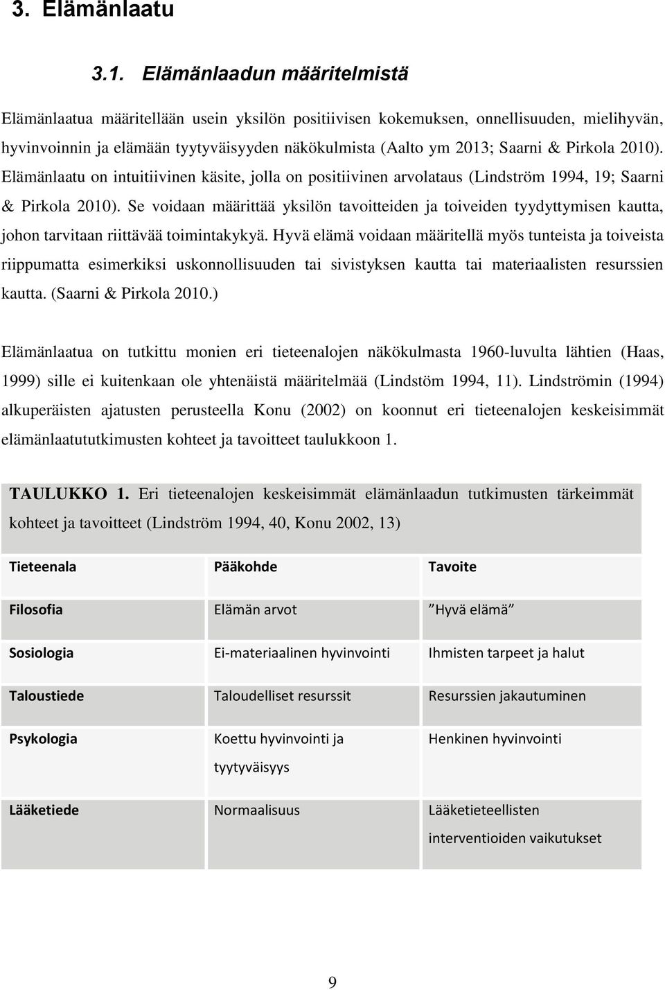 Pirkola 2010). Elämänlaatu on intuitiivinen käsite, jolla on positiivinen arvolataus (Lindström 1994, 19; Saarni & Pirkola 2010).