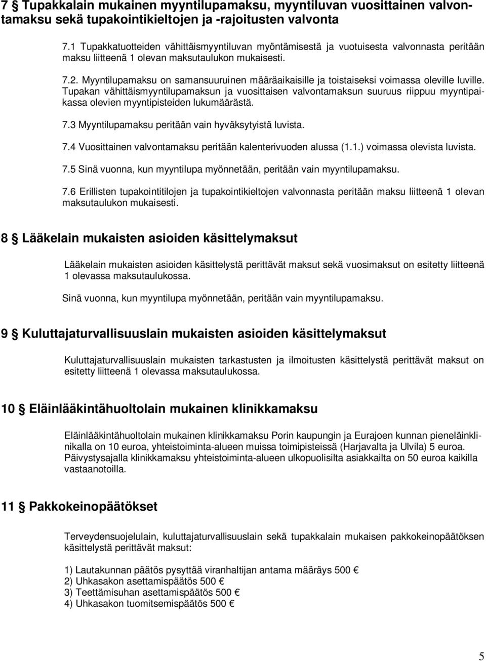 Myyntilupamaksu on samansuuruinen määräaikaisille ja toistaiseksi voimassa oleville luville.
