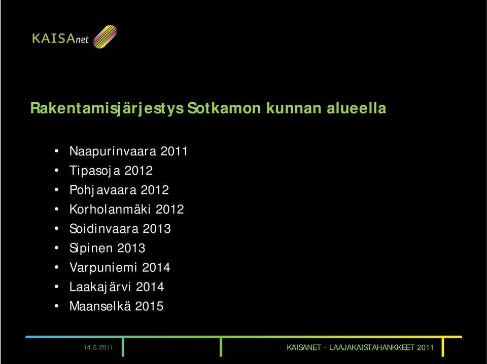 Soidinvaara 2013 Sipinen 2013 Varpuniemi 2014 Laakajärvi