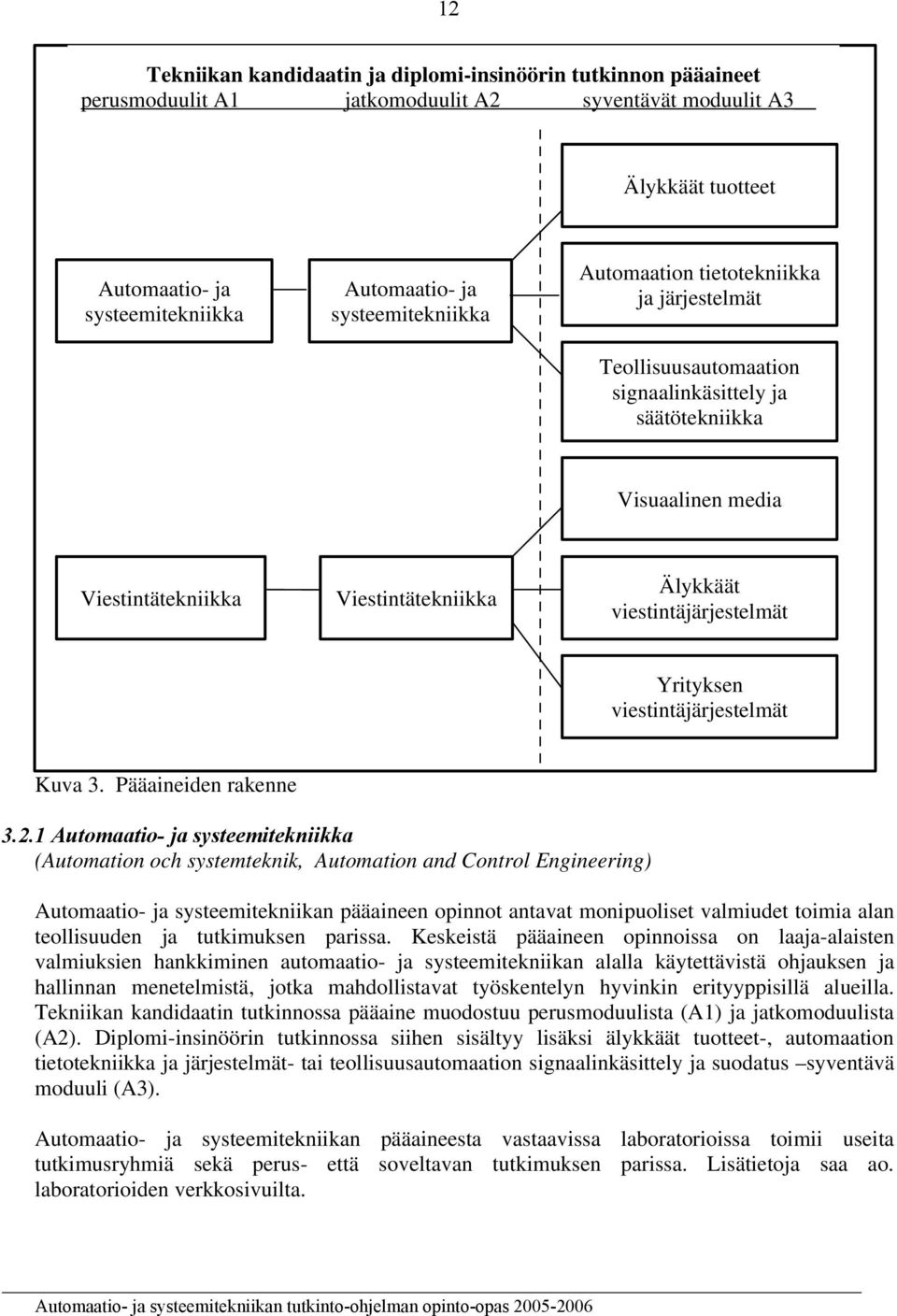 viestintäjärjestelmät Yrityksen viestintäjärjestelmät Kuva 3. Pääaineiden rakenne 3.2.