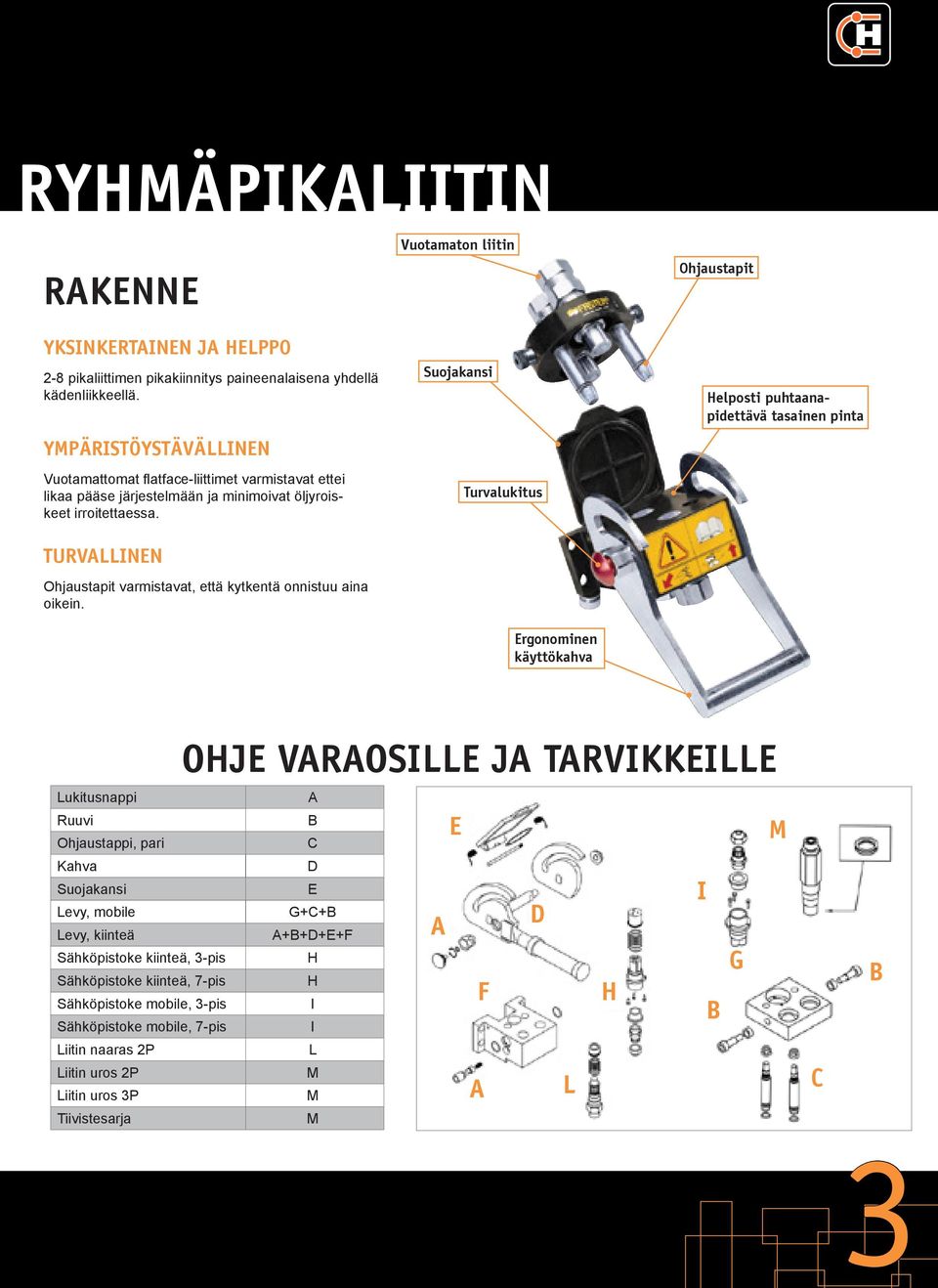 TURVALLINEN Ohjaustapit varmistavat, että kytkentä onnistuu aina oikein.