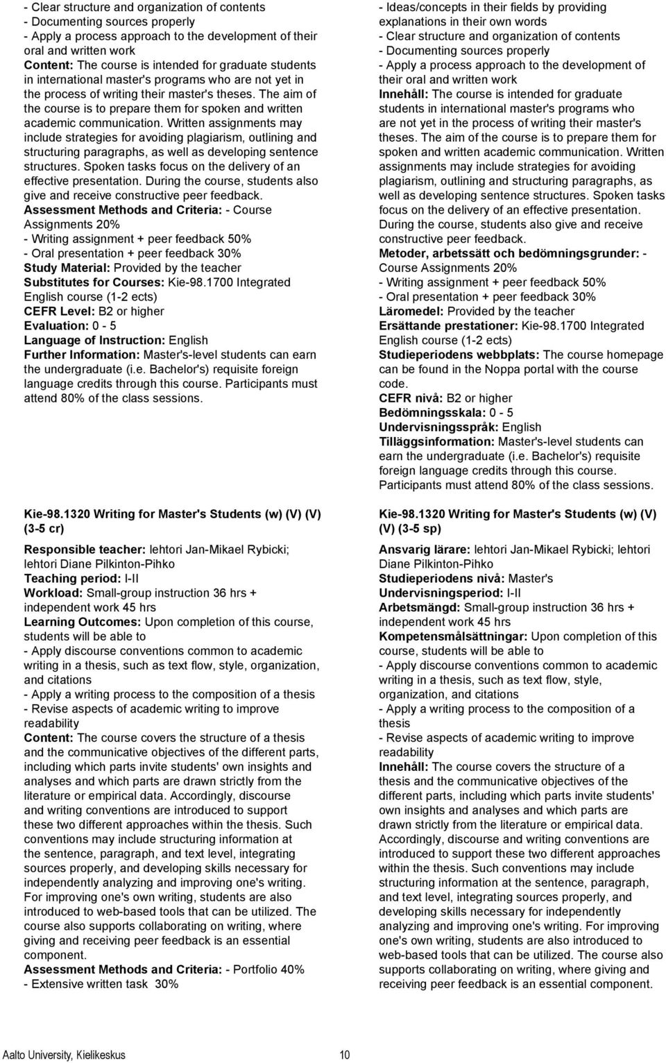 Written assignments may include strategies for avoiding plagiarism, outlining and structuring paragraphs, as well as developing sentence structures.