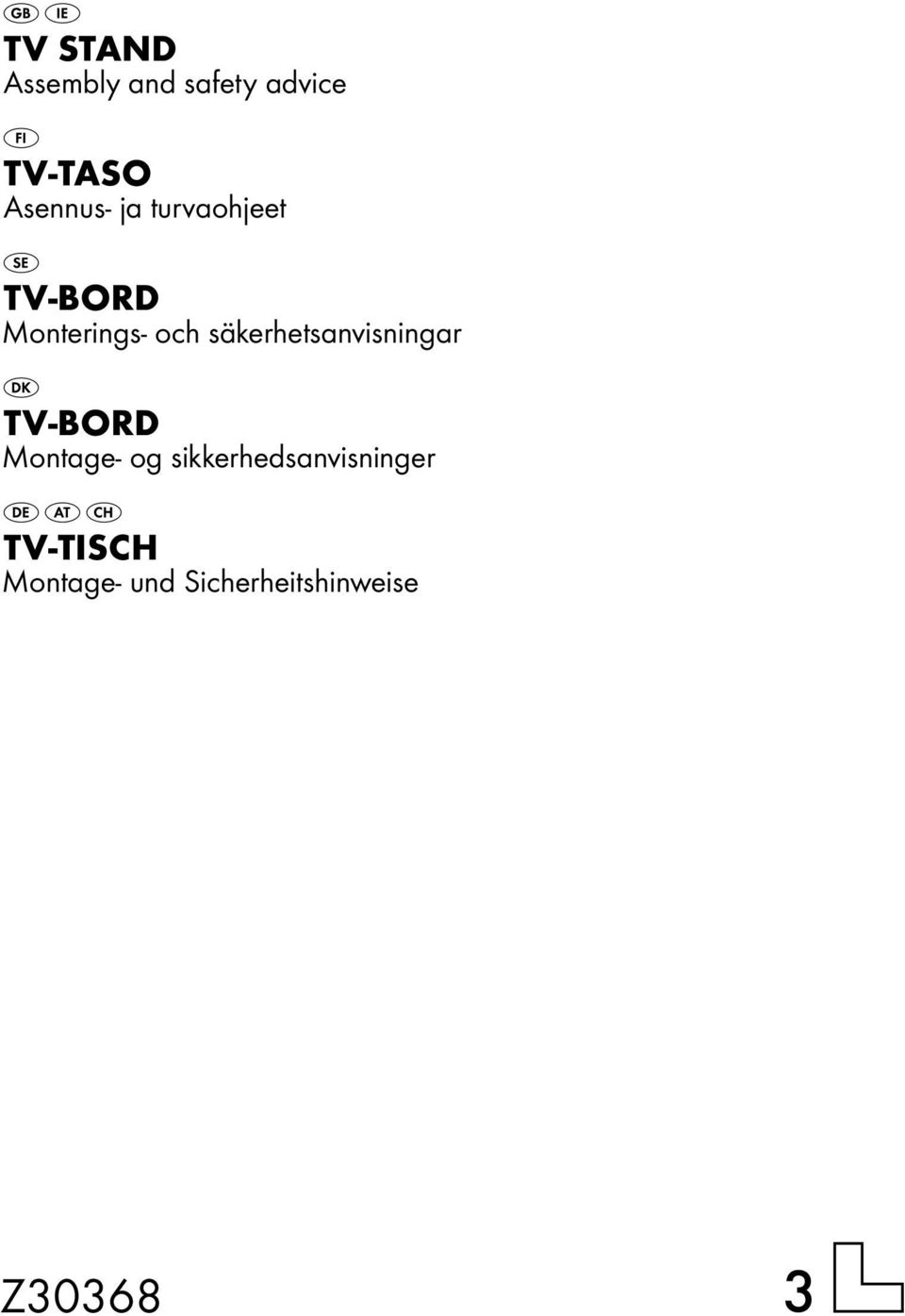 säkerhetsanvisningar TV-bord Montage- og