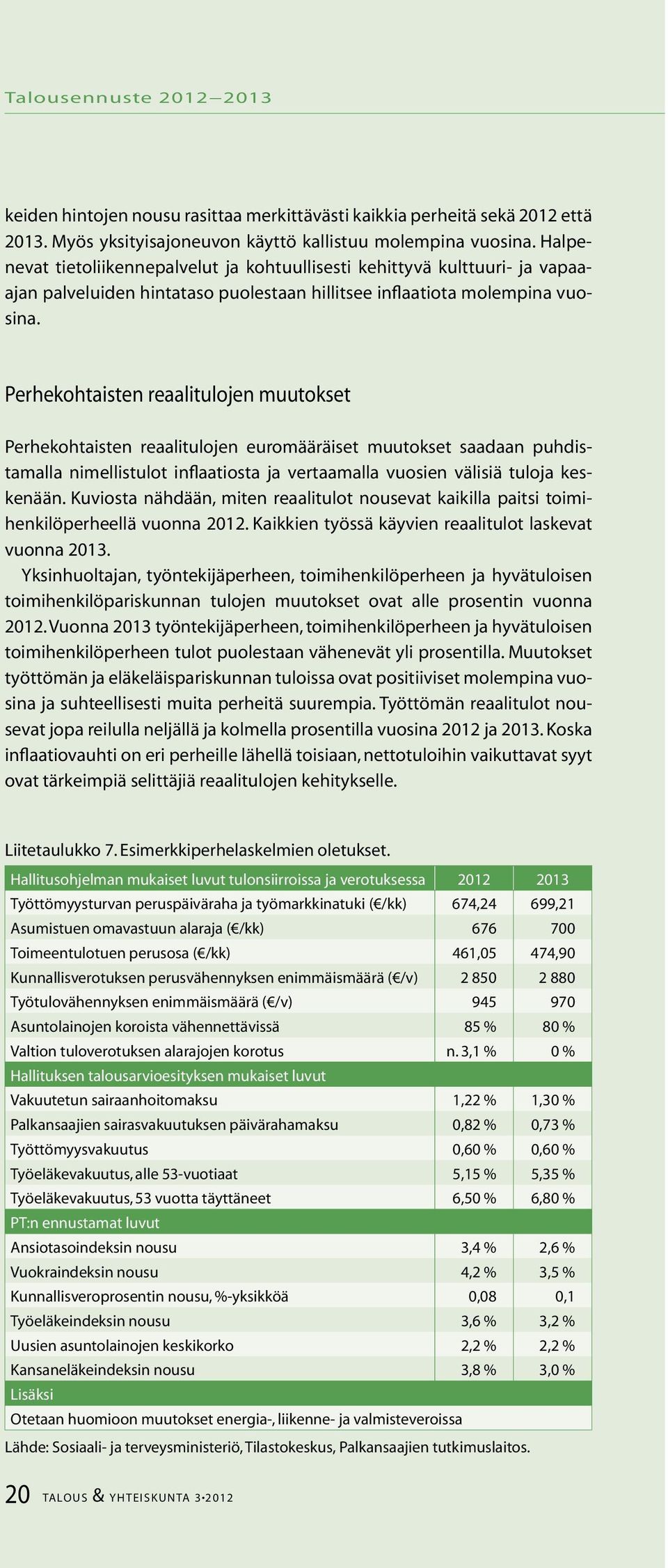 Perhekohtaisten reaalitulojen muutokset Perhekohtaisten reaalitulojen euromääräiset muutokset saadaan puhdistamalla nimellistulot inflaatiosta ja vertaamalla vuosien välisiä tuloja keskenään.