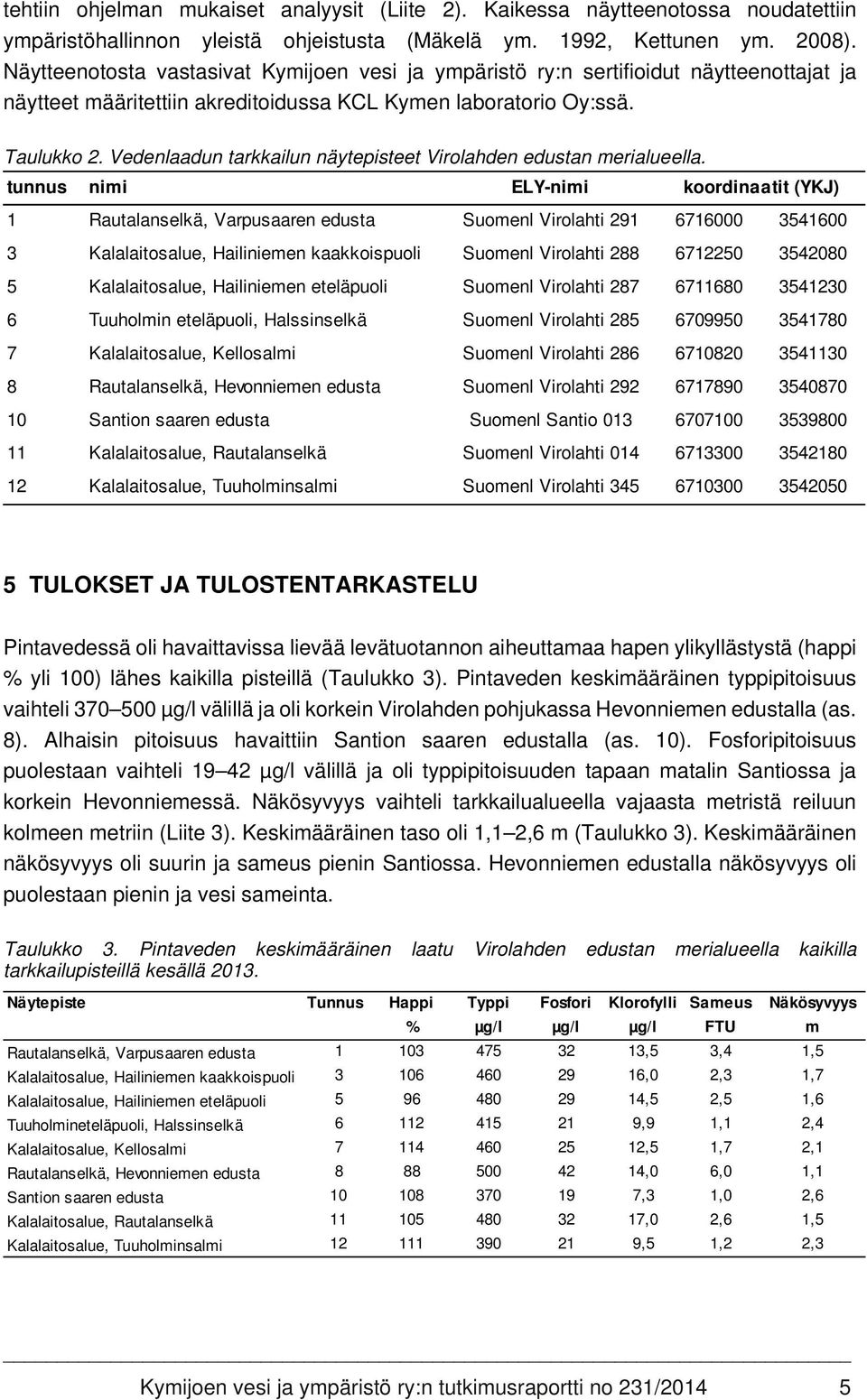 Vedenlaadun tarkkailun näytepisteet Virolahden edustan merialueella.